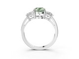 White gold Three-Stone Fancy Green Oval  Cut Solitaire Ring with Prong Setting_6