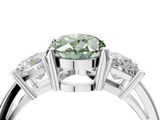 White gold Three-Stone Fancy Green Oval  Cut Solitaire Ring with Prong Setting_7