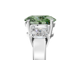 White gold Three-Stone Fancy Green Oval  Cut Solitaire Ring with Prong Setting_8