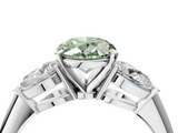 White gold Three-Stone Fancy Green Oval  Diamond Ring with Pear Side Stones in Four-Prong Setting_49