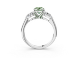 White gold Three-Stone Fancy Green Oval  Diamond Ring with Pear Side Stones in Four-Prong Setting_50