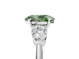 White gold Three-Stone Fancy Green Oval  Diamond Ring with Pear Side Stones in Four-Prong Setting_52