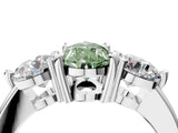 White gold Three-Stone Fancy Green Pear  Brilliant Cut Solitaire Ring with Prong Setting on a Classic Band 4