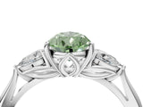 White gold Three-Stone Fancy Green Pear Cut Brilliant Diamond Solitaire Ring with Tapered Band and Four-Prong Setting_53