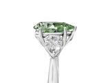White gold Three-Stone Fancy Green Pear Cut Brilliant Diamond Solitaire Ring with Tapered Band and Four-Prong Setting_54