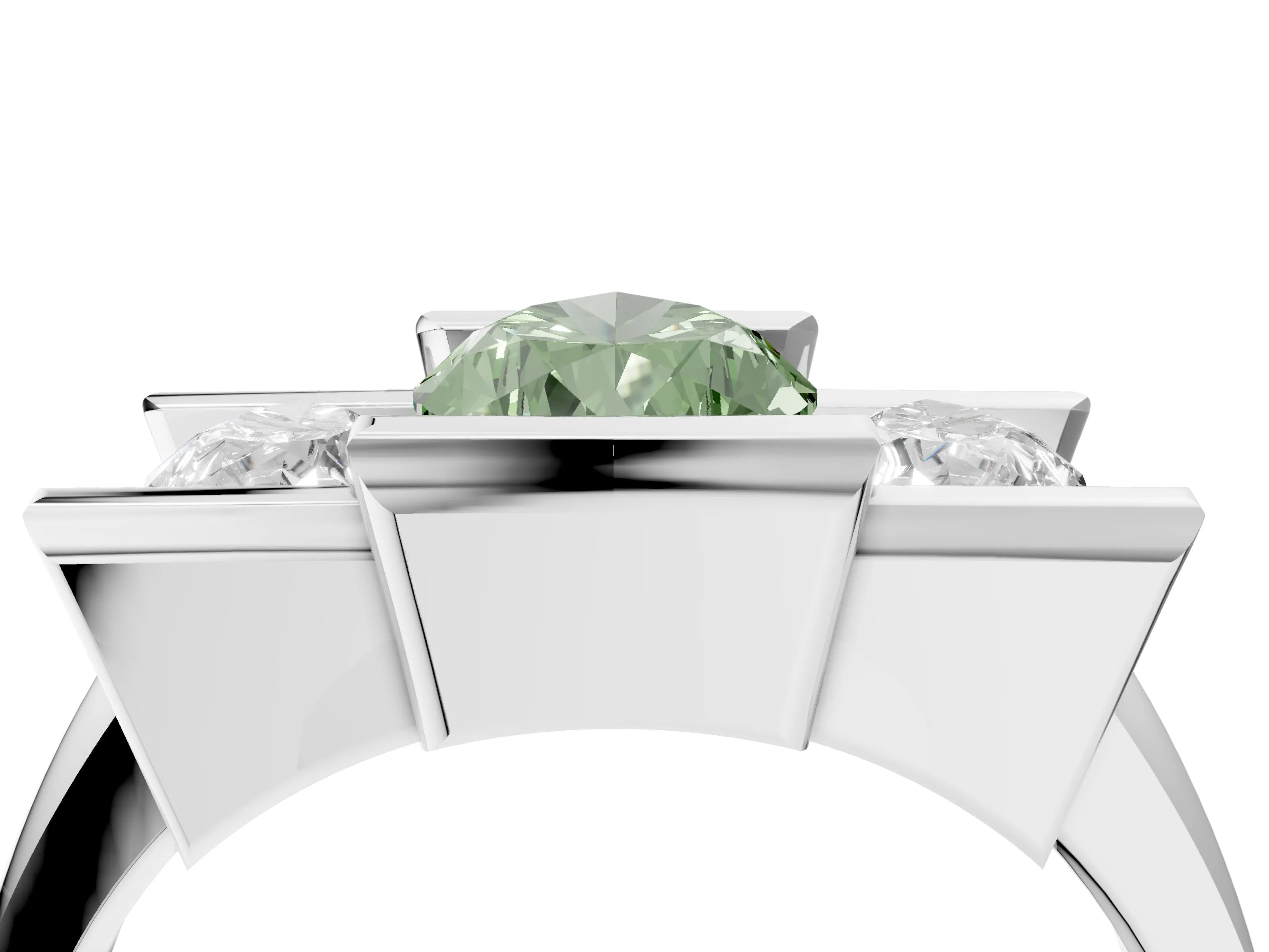 White gold Three Stone Fancy Green Pear Cut Cut Channel Set Diamond Ring_28