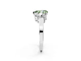White gold Three-Stone Fancy Green Pear Cut Cut Diamond Engagement Ring with Flat Band and Four-Prong Setting_14