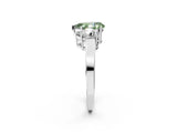 White gold Three-Stone Fancy Green Pear Cut Cut Diamond Engagement Ring with Flat Band and Four-Prong Setting_14
