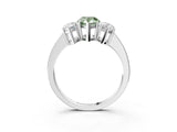 White gold Three-Stone Fancy Green Pear Cut Cut Diamond Engagement Ring with Flat Band and Four-Prong Setting_15