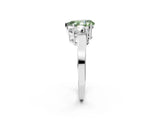 White gold Three-Stone Fancy Green Pear Cut Cut Diamond Engagement Ring with Flat Band and Four-Prong Setting_2