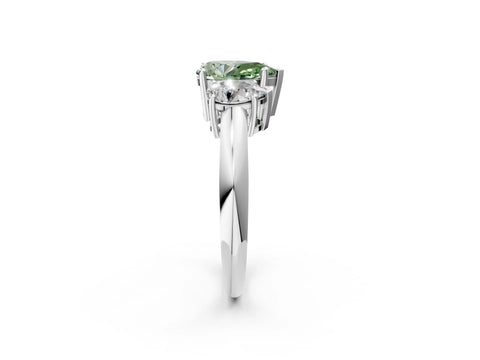White gold Three-Stone Fancy Green Pear Cut Cut Diamond Engagement Ring with Prong Setting on a White Gold Band_26