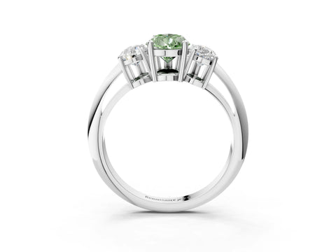 White gold Three-Stone Fancy Green Pear Cut Cut Diamond Engagement Ring with Prong Setting on a White Gold Band_27
