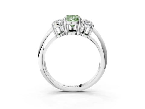 White gold Three-Stone Fancy Green Pear Cut Cut Diamond Engagement Ring with Prong Setting on a White Gold Band_63