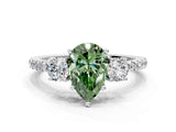White gold Three-Stone Fancy Green Pear Cut Cut Diamond Pavé Band with Prong Setting_27