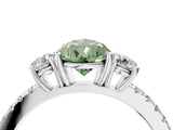 White gold Three-Stone Fancy Green Pear Cut Cut Diamond Pavé Band with Prong Setting_31