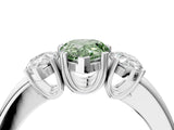 White gold Three-Stone Fancy Green Pear Cut Cut Diamond Ring with Channel Set Band and Four-Prong Setting_16