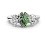 White gold Three-Stone Fancy Green Pear Cut Cut Diamond Ring with Channel Set Band and Four-Prong Setting_18