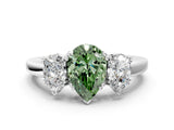 White gold Three-Stone Fancy Green Pear Cut Cut Diamond Ring with Channel Set Band and Four-Prong Setting_48