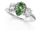 White gold Three-Stone Fancy Green Pear Cut Cut Diamond Ring with Channel Set Band and Four-Prong Setting_61