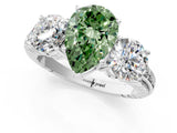 White gold Three-Stone Fancy Green Pear Cut Cut Diamond Ring with Channel-Set Band and Prong Setting_13