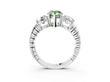 White gold Three-Stone Fancy Green Pear Cut Cut Diamond Ring with Channel-Set Band and Prong Setting_15