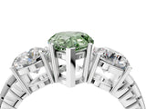 White gold Three-Stone Fancy Green Pear Cut Cut Diamond Ring with Channel-Set Band and Prong Setting_16