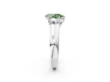 White gold Three-Stone Fancy Green Pear Cut Cut Diamond Ring with Prong Setting and Classic Band_2