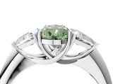 White gold Three-Stone Fancy Green Pear Cut Cut Diamond Ring with Trillion Side Stones and Four-Prong Setting_15