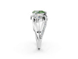 White gold Three-Stone Fancy Green Pear Cut Cut Diamond Split Shank Prong Set Ring_14