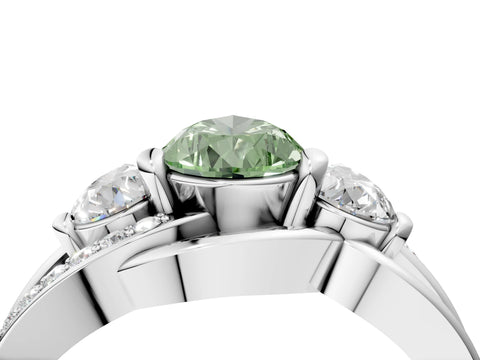 White gold Three-Stone Fancy Green Pear Cut Cut Diamond Split Shank Prong Set Ring_16