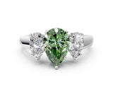 White gold Three-Stone Fancy Green Pear Cut Cut Solitaire Ring with Classic Prong Setting_12