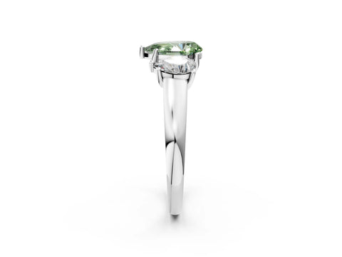 White gold Three-Stone Fancy Green Pear Cut Cut Solitaire Ring with Classic Prong Setting_14