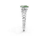 White gold Three-Stone Fancy Green Pear Cut Diamond Braided Band Ring with Four-Prong Setting_22