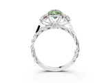 White gold Three-Stone Fancy Green Pear Cut Diamond Braided Band Ring with Four-Prong Setting_23