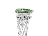 White gold Three-Stone Fancy Green Pear Cut Diamond Braided Band Ring with Four-Prong Setting_25