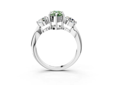 White gold Three-Stone Fancy Green Pear Cut Diamond Channel Set Engagement Ring with Prong Setting_15