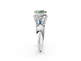 White gold Three-Stone Fancy Green Pear Cut Diamond Engagement Ring with Pave Band and Prong Setting_14