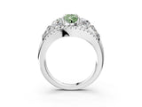 White gold Three-Stone Fancy Green Pear Cut Diamond Engagement Ring with Pave Band and Prong Setting_15