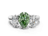White gold Three-Stone Fancy Green Pear Cut Diamond Engagement Ring with Prong Setting_15