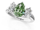 White gold Three-Stone Fancy Green Pear Cut Diamond Engagement Ring with Prong Setting_16