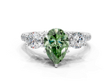 White gold Three-Stone Fancy Green Pear  Cut Diamond Pavé Band with Four-Prong Setting_28