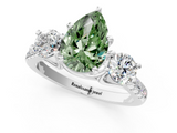 White gold Three-Stone Fancy Green Pear  Cut Diamond Pavé Band with Four-Prong Setting_29