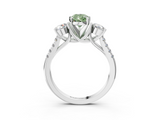 White gold Three-Stone Fancy Green Pear  Cut Diamond Pavé Band with Four-Prong Setting_31