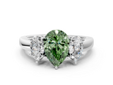 White gold Three-Stone Fancy Green Pear  Cut Diamond Ring with Channel-Set Band and Four-Prong Setting_89