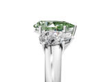 White gold Three-Stone Fancy Green Pear  Cut Diamond Ring with Channel-Set Band and Four-Prong Setting_89