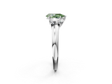 White gold Three-Stone Fancy Green Pear  Cut Diamond Ring with Channel-Set Band and Four-Prong Setting_91