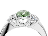 White gold Three-Stone Fancy Green Pear  Cut Diamond Ring with Channel-Set Band and Four-Prong Setting_93