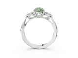 White gold Three-Stone Fancy Green Pear  Cut Diamond Ring with Pear Side Stones in Four-Prong Setting_112