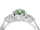 White gold Three-Stone Fancy Green Pear  Cut Diamond Ring with Pear Side Stones in Four-Prong Setting_113