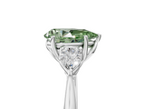 White gold Three-Stone Fancy Green Pear  Cut Diamond Ring with Pear Side Stones in Four-Prong Setting_114